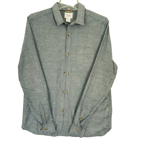 Koto by Urban Outfitters Mens Gray Chambray 100% Cotton Button-Down Shirt M - Picture 1 of 10